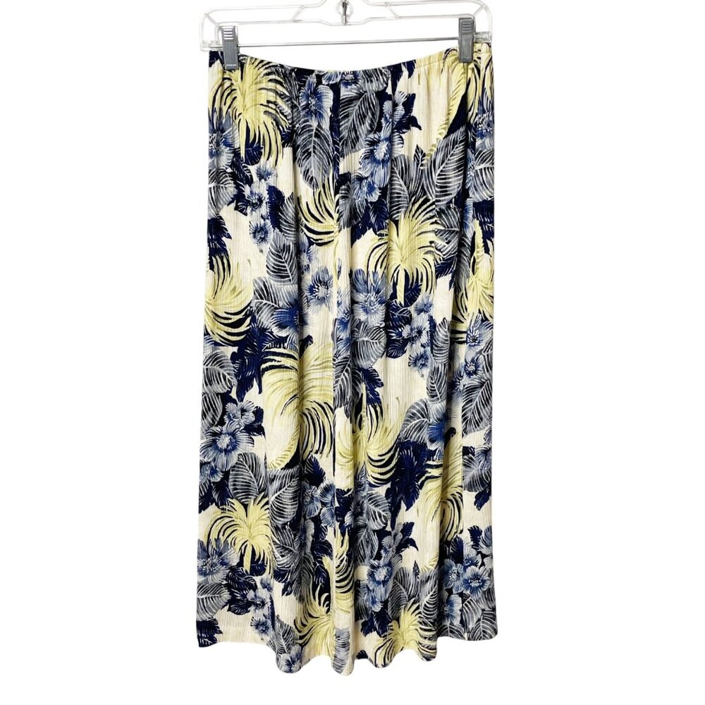 Vintage 90’s teddi Floral Blue Green Yellow Rayon Midi Maxi Skirt Women’s Size M